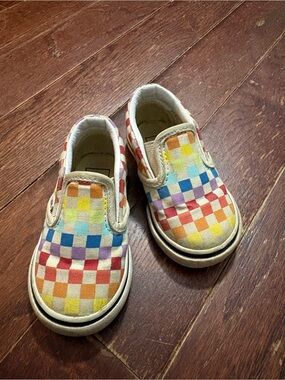 Vans Kids Rainbow Checkerboard Slip-On Sneakers